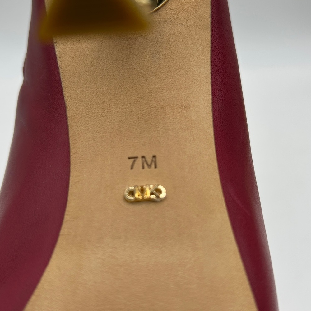 Michael Kors Halle Mule Pump Deep Red Leather Heels | Size 7M | New With Box - Picture 11 of 14